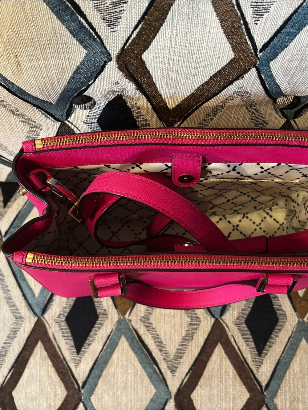 New Kate spade Hot Pink Saffiano Leather Satchel with Gold Hardware